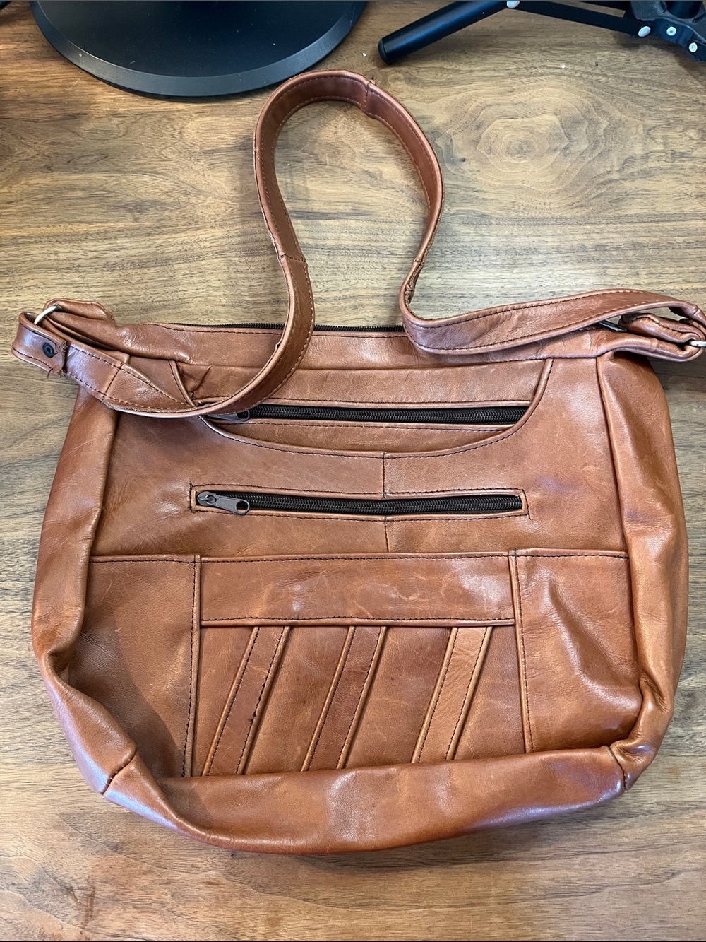 GENUINE LEATHER Brown Women's Shoulder Bag - Classic Casual Tote
